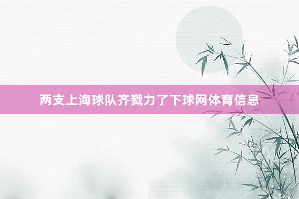 两支上海球队齐戮力了下球网体育信息