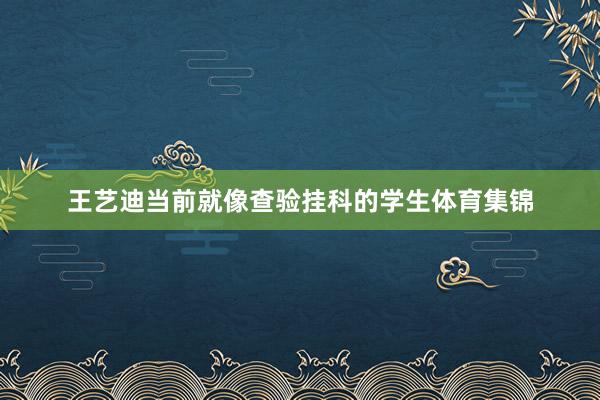 王艺迪当前就像查验挂科的学生体育集锦