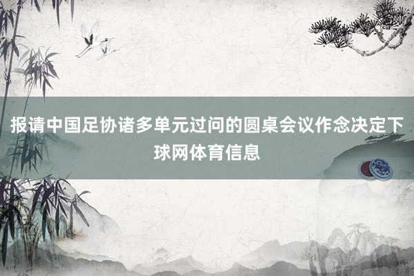 报请中国足协诸多单元过问的圆桌会议作念决定下球网体育信息