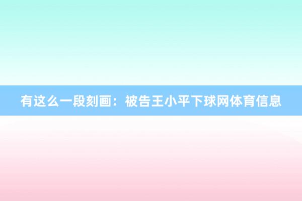 有这么一段刻画：被告王小平下球网体育信息