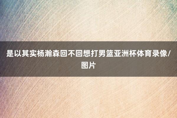 是以其实杨瀚森回不回想打男篮亚洲杯体育录像/图片