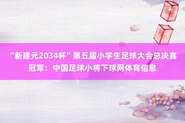 “新建元2034杯”第五届小学生足球大会总决赛冠军：中国足球小将下球网体育信息