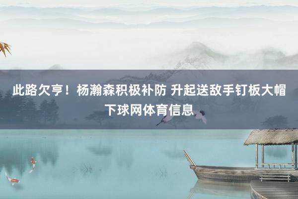 此路欠亨！杨瀚森积极补防 升起送敌手钉板大帽下球网体育信息