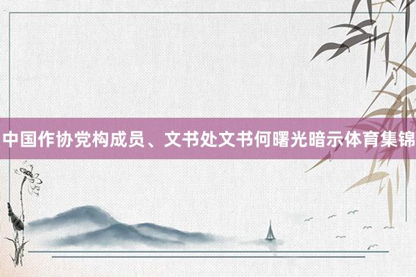 中国作协党构成员、文书处文书何曙光暗示体育集锦