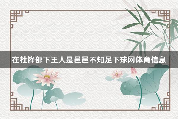 在杜锋部下王人是邑邑不知足下球网体育信息