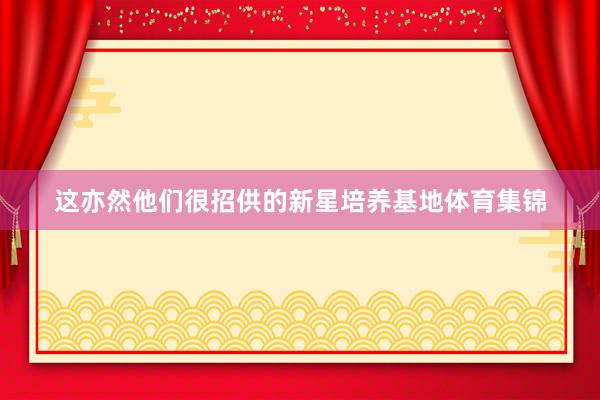 这亦然他们很招供的新星培养基地体育集锦