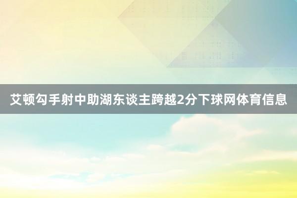 艾顿勾手射中助湖东谈主跨越2分下球网体育信息
