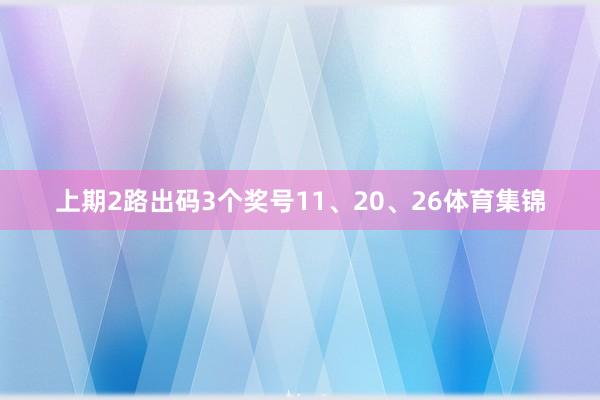 上期2路出码3个奖号11、20、26体育集锦
