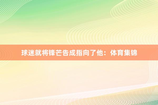 球迷就将锋芒告成指向了他：体育集锦