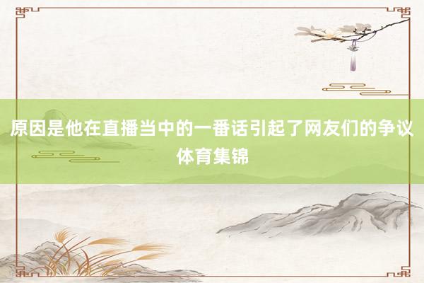 原因是他在直播当中的一番话引起了网友们的争议体育集锦